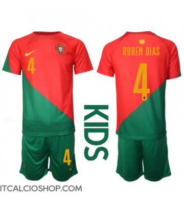 Portogallo Ruben Dias #4 Prima Maglia Bambino Mondiali 2022 Manica Corta (+ Pantaloni corti)